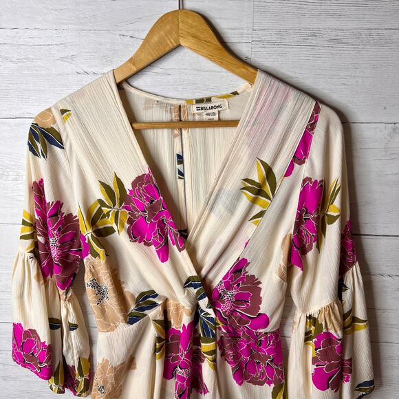 Billabong Dress Womens Size Small Divine Floral Faux Wrap Mini Colorful - Picture 8 of 16